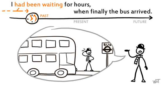 I had been waiting for hours, when finally the bus arrived